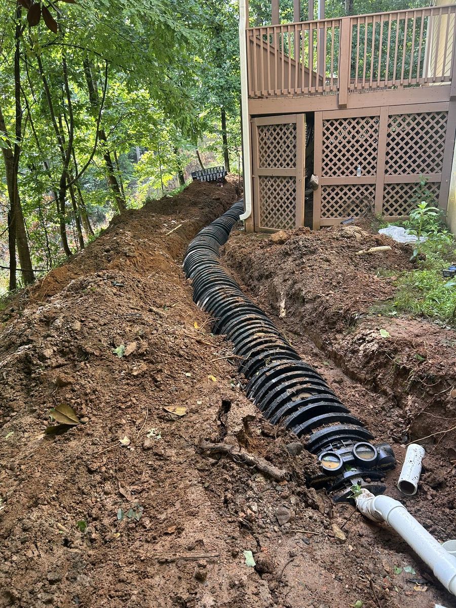 Chamber-style drain field installation